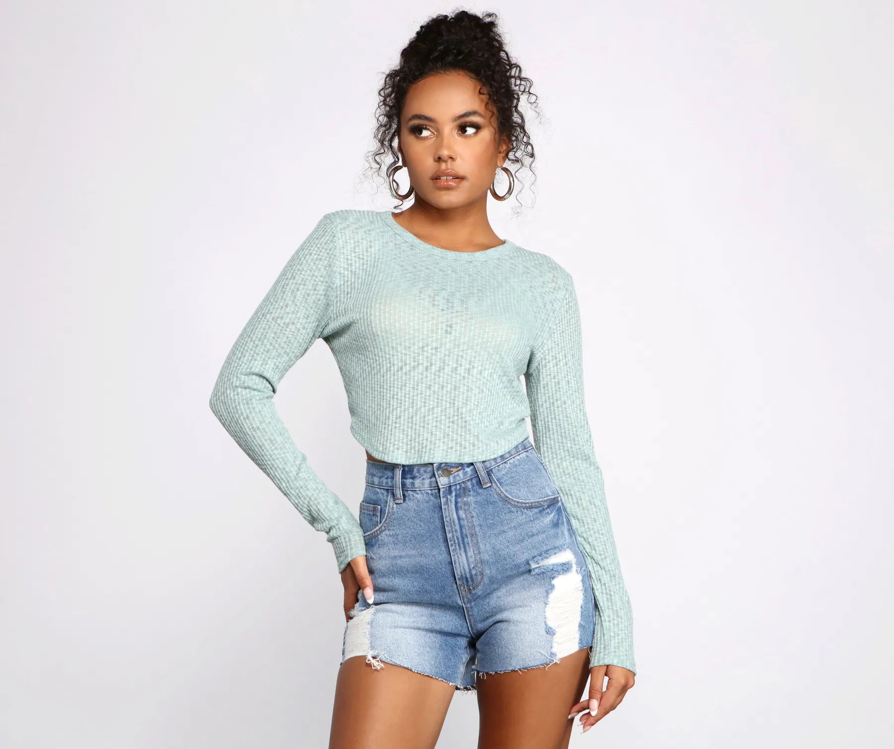 plus-size women's topsThinking About You Ribbed Crop Top