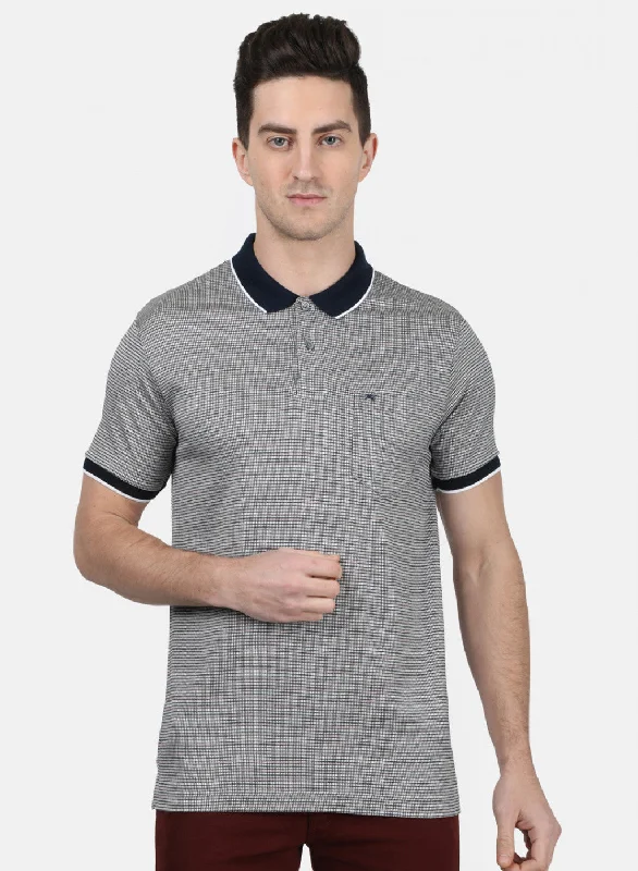 Men's Shirts with Double-Breasted DesignsMens NAvy Blue Stripe T-Shirt