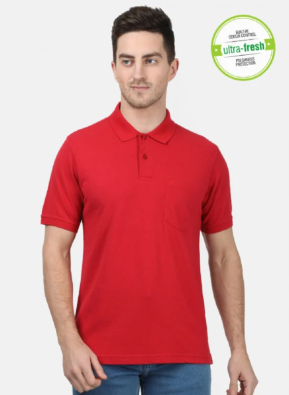 Men's Shirts with Button-Down CollarsMens Red Plain T-Shirts