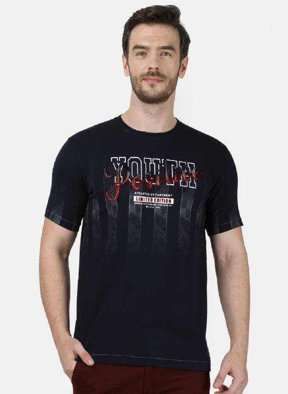 Elegant Men's Dress ShirtsMens NAvy Blue Printed T-Shirt