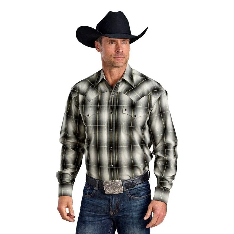 Men's Collared Shirts for Formal OccasionsStetson Western Shirt Mens Plaid L/S Snap Black 11-001-0478-1021 BL
