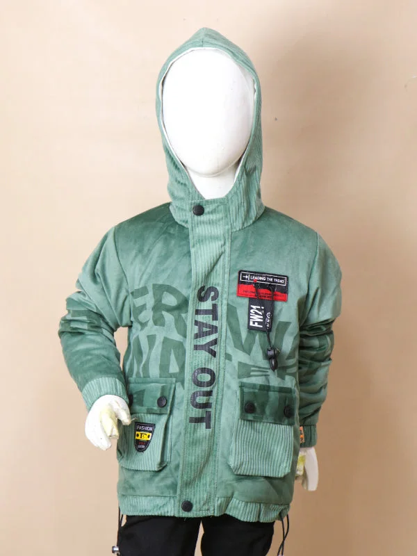 Men's Coats with Tactical Features3Yrs - 8Yrs Stay Green Hooded Jacket For Boys AJ KJ06