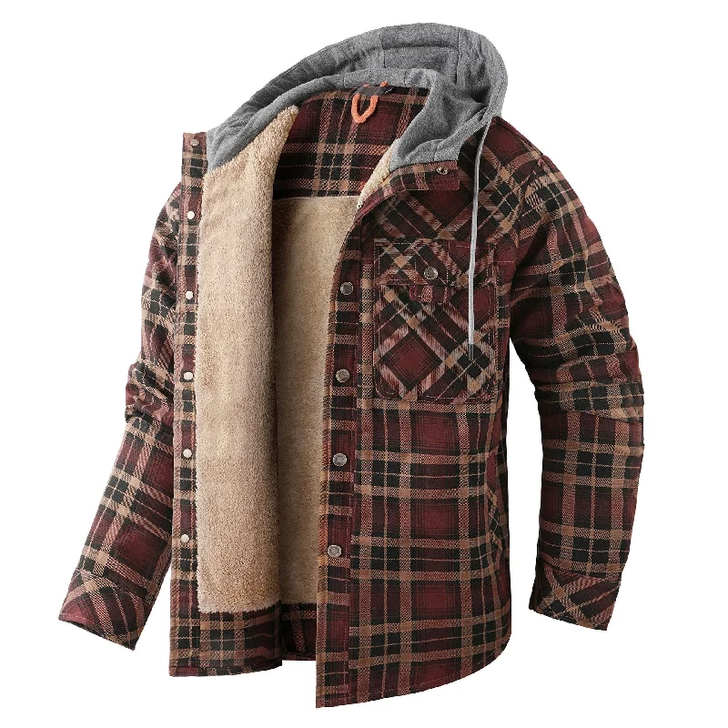Men's Coats with Embroidered DetailsMen's Vintage Thick Inner Fleece Cotton Hoodie Jacket